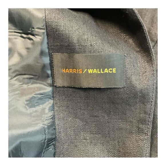 Harris Wallace Women's Vintage Black 100% Linen Blazer Jacket Size Petite - Picture 7 of 13